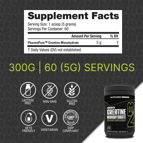 NutraBio | Creatine Monohydrate Powder