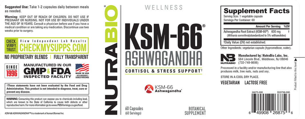 NutraBio | Ashwagandha KSM-66 NutraBio