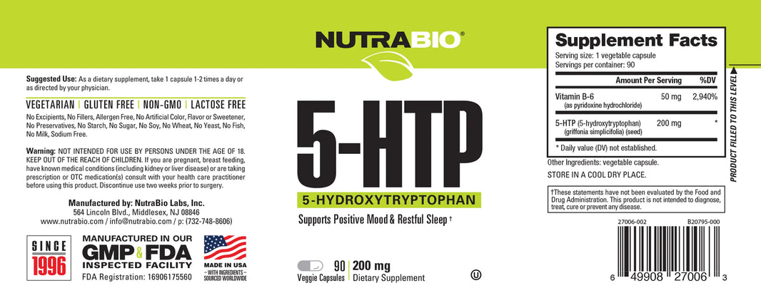 NutraBio | 5-HTP (200mg) NutraBio