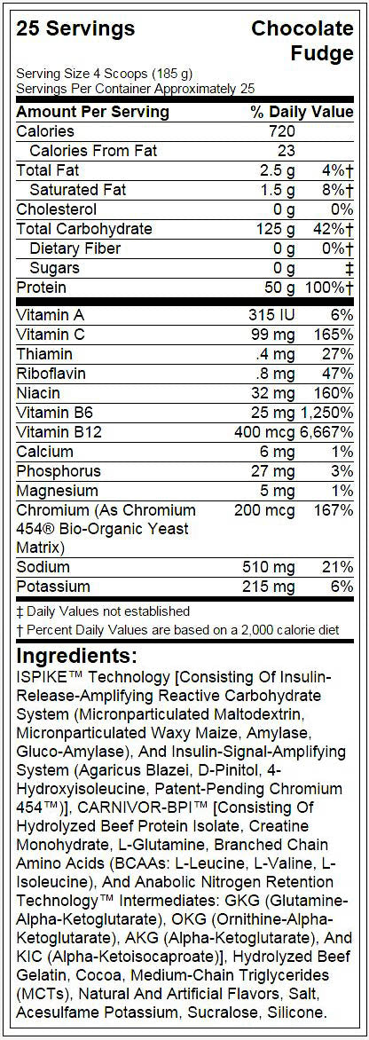 CARNIVOR Mass Gainer Beef Protein Isolate Shake Max Muscle Orlando