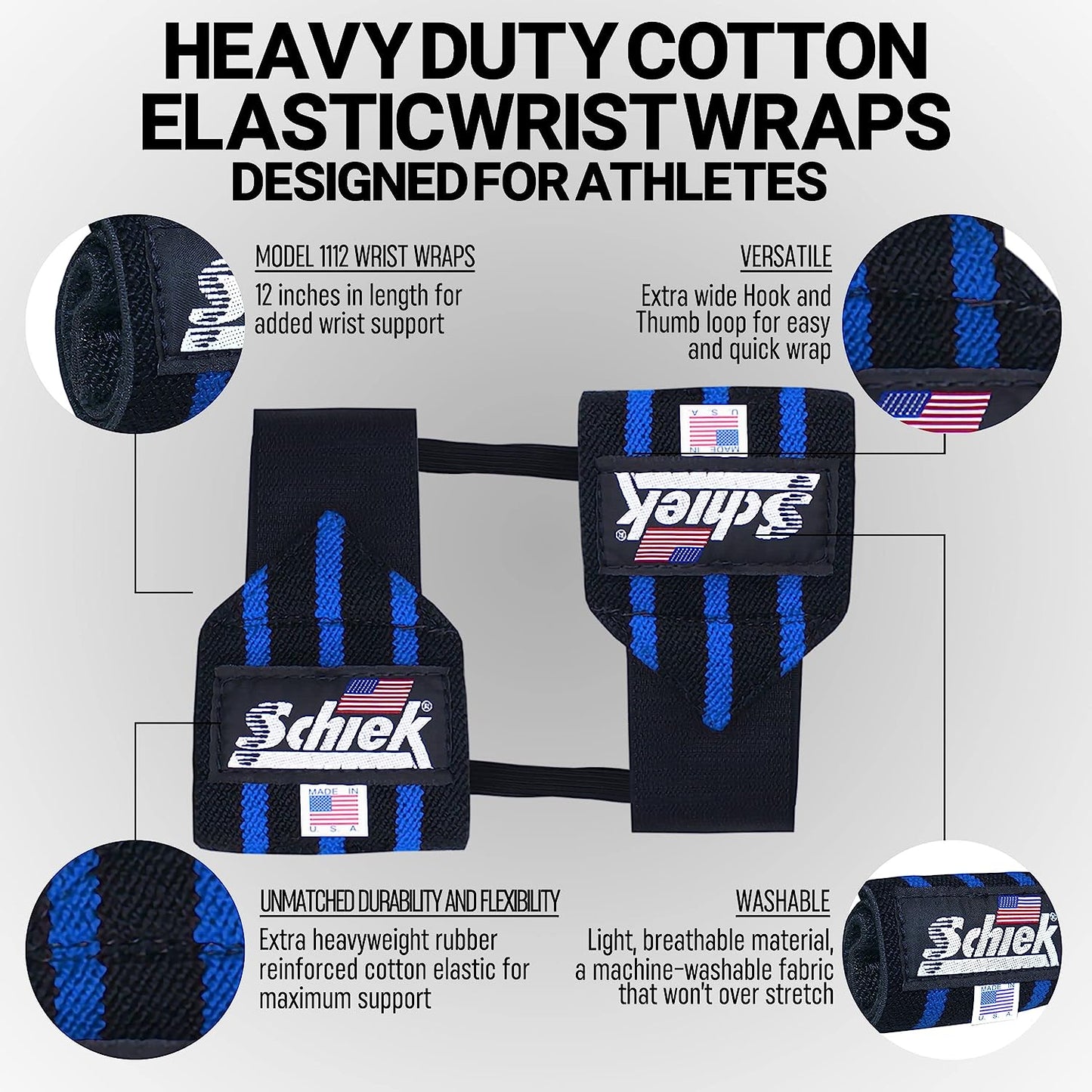 Schiek Sports Heavy Duty Model 1112 Wrist Wraps Max Muscle Orlando