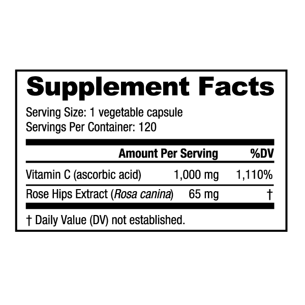 Vitamin C 1000mg with Rose Hips Max Muscle Orlando