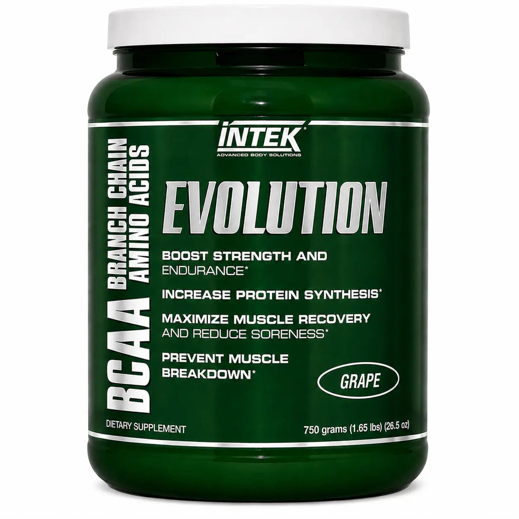 Intek Evolution BCAA supplement container on a white background