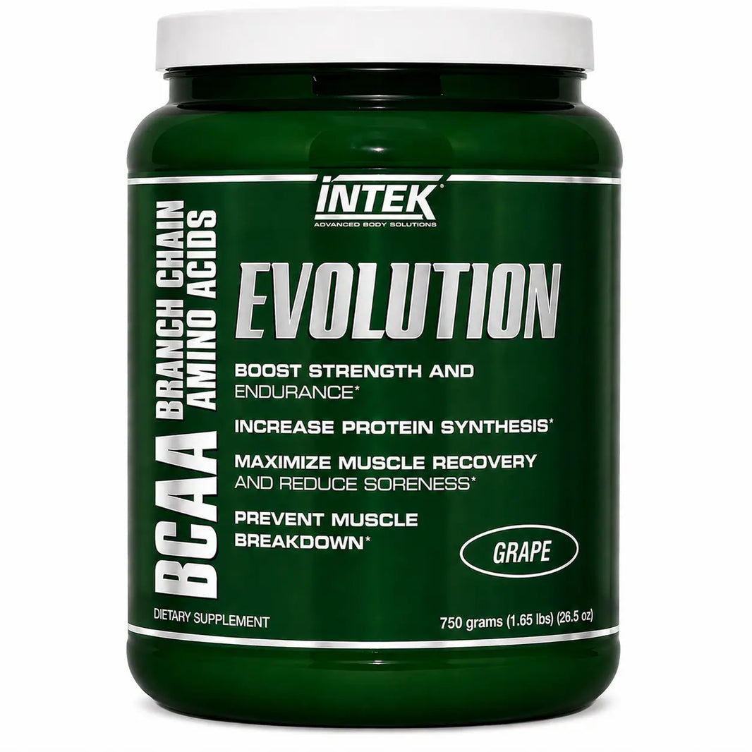Intek Evolution BCAA supplement container on a white background