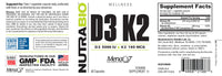 NutraBio | Vitamin D3 K2 (5000 IU D3, 180 MCG K2)