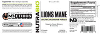 NutraBio | Organic Lions Mane (500 mg)