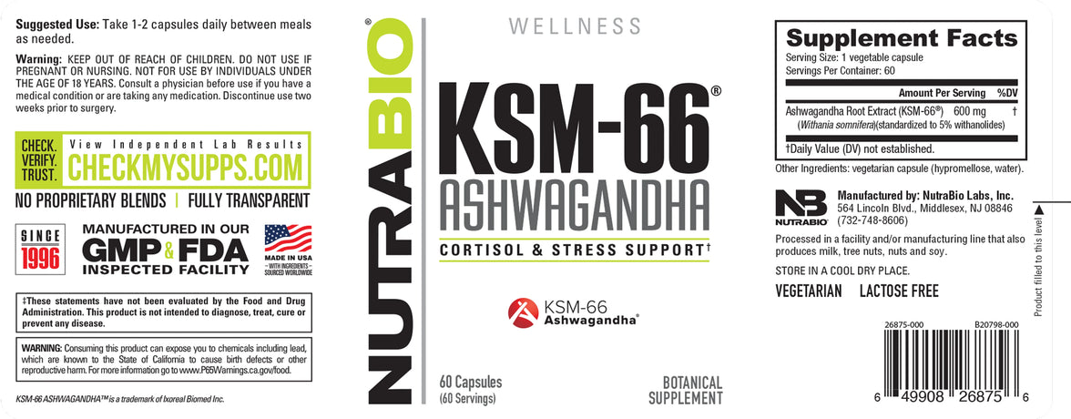 NutraBio | Ashwagandha KSM-66