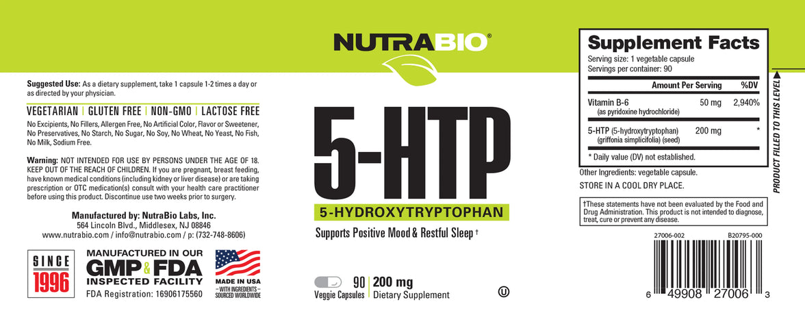NutraBio | 5-HTP (200mg)