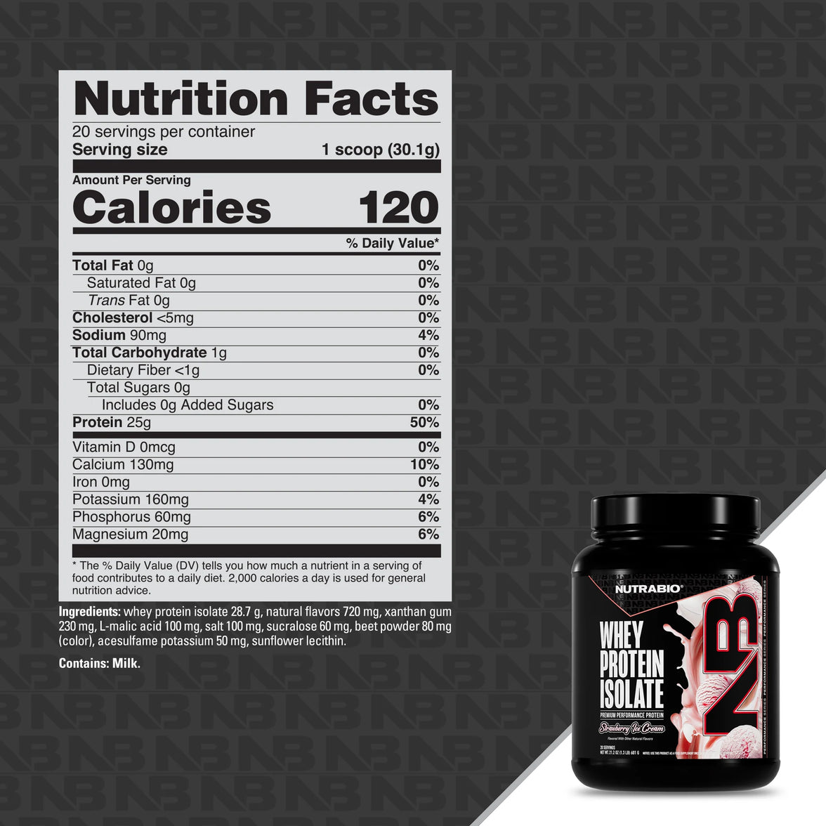 NutraBio | Whey Protein Isolate 20 SV