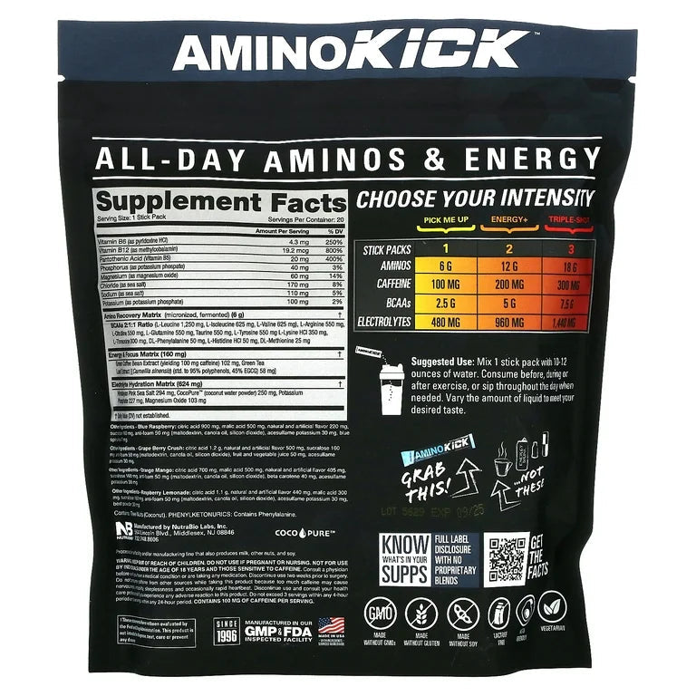 Amino Kick Stick Packs | Buy 1 Get 1 50% Off Max Muscle Orlando