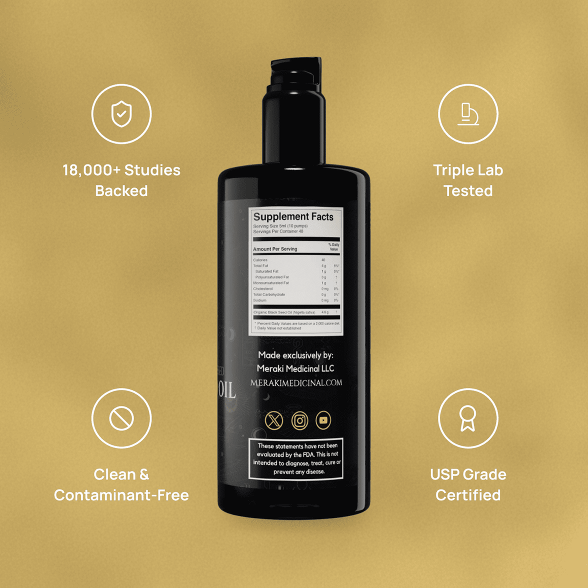 High Potency Cold-Pressed Organic Black Seed Oil with 3% Thymoquinone