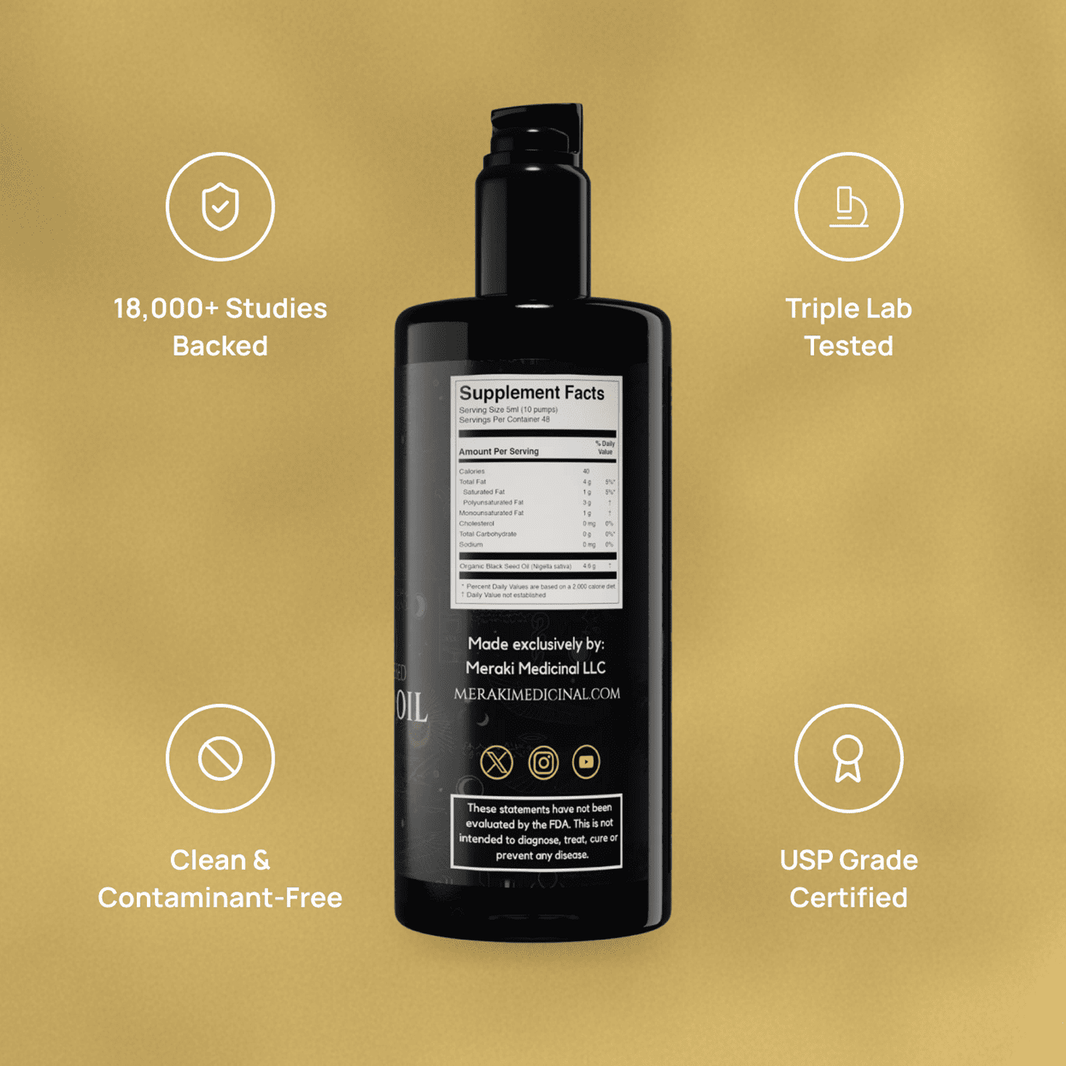 High Potency Cold-Pressed Organic Black Seed Oil with 3% Thymoquinone