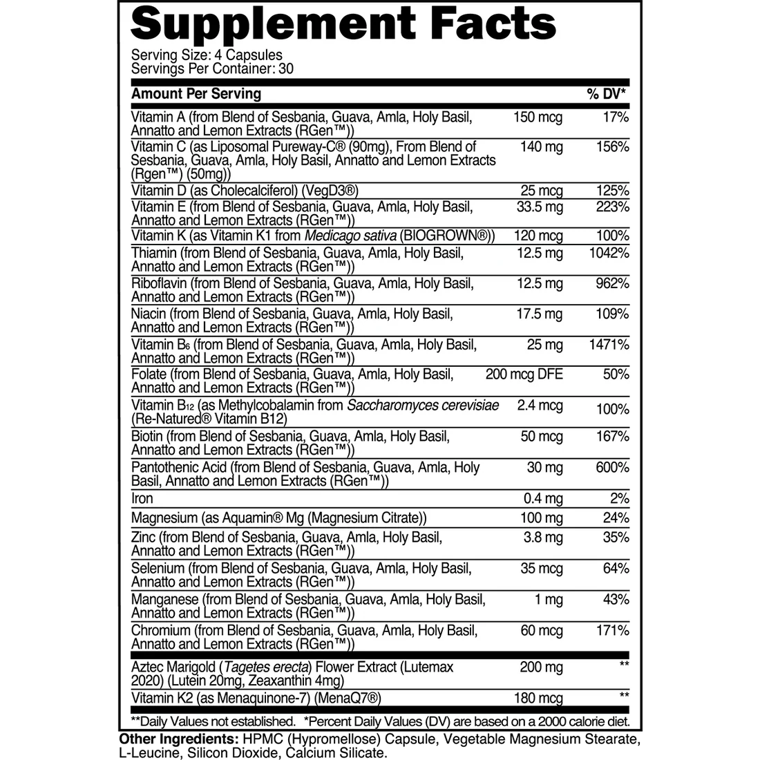 Transparent Labs | Daily Multivitamin Supplements 120 Tablets