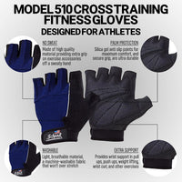 Schiek Sports 510 Cross Training Fitness Gloves - Weight Lifting Gloves with Adjustable Straps - Silicone Gel Padded Gloves for Women and Men Max Muscle Orlando