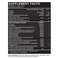Supplement facts label with detailed nutritional information on a white background