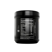 Black supplement container with 'Supplement Facts' label on a gray background