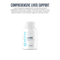 Liver support supplement bottle with text on a white background